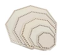 AKOOSY 5pcs Wooden Crochet Basket Bottoms for DIY Basket Weaving, Octagonal Natural Wood Base Shaper, 12 Inch Easy to Assemble Foundation for Crafting Tote Bags