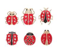 AKOOSY 6 Pcs Ladybug Brooches Set Cartoon Enamel Pins Vintage Animal Lapel Badges for Women Clothes Sweaters Backpacks Accessories
