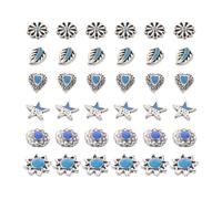 AKOOSY 60pcs Vintage Turquoise Nail Charms for Gel and Natural Nails Metal Western Cowboy Decorations with Easy Application for Expressive Design for DIY at Home or Salon Use