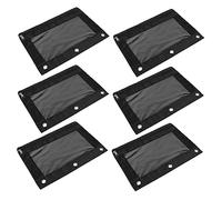 AKOOSY 6pcs 3 Ring Pencil Pouch and Stationery Bag Set Large Capacity Oxford Fabric File Organizer Zipper for Office and School Use Black