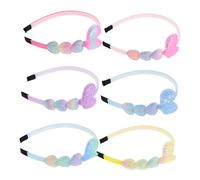 AKOOSY 6pcs Colorful Heart Headbands for Gradient Rainbow Hairbands Soft Comfortable Hair Accessories for Party Daily Wear Bows