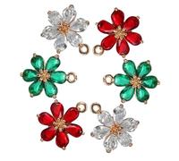 AKOOSY 6pcs DIY Earring Charms Crystal Charms Jewelry Pendant Rhinestone Pendant Earring Making Rhinestone Flower Crystal Jewelry Making