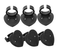 AKOOSY 6pcs Microphone Holder Wall Mount Black Abs Anti-slip Cable Management Heart-shaped Clips for Microphone and Nameplate on Occasions