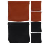 AKOOSY 6pcs Mini Makeup Bag for Women PU Portable Self-Closing Pocket Organizer Pouch Compact Travel Lipstick and Jewelry Storage Small Cosmetic Purse Snap Closure No Zipper