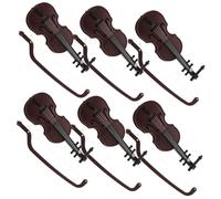 AKOOSY 6Pcs Miniature Violin Ornaments Lightweight Plastic Musical Instrument Decorations for DIY Holiday Tree Fairy Garden Home Display Compact Elegant Brown Woodgrain Design