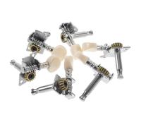 AKOOSY 6pcs Semi Closed Guitar Tuning Pegs for Folk Acoustic Guitars Instrument Accessories with Silver White Buttons Left Right for Stable Fine Tuning and Easy Operation