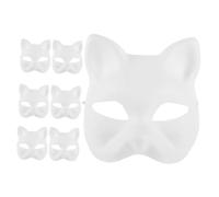 AKOOSY 7PCS DIY Unpainted Cat Masks Half Face Masquerade Craft Masks for Artistic Expression for Year Costume Party Cosplay and Creative Projects