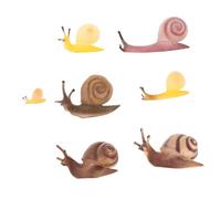 AKOOSY 7pcs Miniature Plastic Snail Toy Figures for Children, Realistic Design Animal Models with Interactive Play Features, for Micro Landscape Ornament Collection and Educational Use
