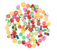 AKOOSY 80Pcs Mixed Color Polymer Clay Beads DIY Jewelry Findings for Bracelet Necklace Making Cute Fruit Charm Spacer Beads for Crafting and Handmade