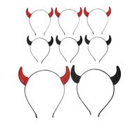 AKOOSY 8pcs Halloween Devil Horns Headband Lightweight Glitter Demon Headwear for Cosplay Party Soft Comfortable Costume Horns for Witch Vampire Roleplay Versatile Black and Glitter