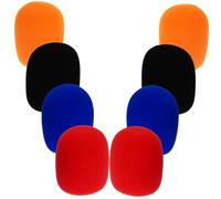 AKOOSY 8pcs Handheld Microphone Covers Windshield Thickened Sponge Mic Windscreens Multi-color Set Red Orange Black for Ktv Stage Performance