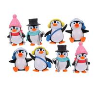 AKOOSY 8pcs Little Penguin Keychain Cartoon Ski Pendant Diy Penguin Bonsai Decor Tool Landscape Decor Desktop Ornament Random Style Animal Keyring Toy