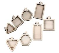 AKOOSY 8Pcs Mini Cross Stitch Hoops with Unique Square Rectangle Triangle Hexagon Shapes Lightweight DIY Embroidery Rings for Pendant Craft Portable Decorative Frames for Sewing and