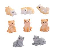 AKOOSY 8pcs Realistic Cat Figurines Hand Painted Durable Resin Miniature Cats for Decoration Fun Whimsical Cake Toppers