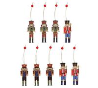 AKOOSY 9Pcs Wooden Walnut Soldier Pendants Christmas Tree Decorations Printed Xmas Ornaments for Living Bar Cafe Festive Holiday Hanging Accessories
