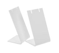 AKOOSY Acrylic Earring Display Rack and Necklace Holder Stand, L-shaped Jewelry Organizer for Retail Counters, White Plastic Bracelet and Ear Stud Display, 2pcs Set