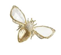 AKOOSY Adjustable Bee Shaped Ring for Women Stylish Golden Crystal Insect Jewelry Daily Wear Finger Ring Unique Mom Daughter Girlfriend Fashionable Personality Accessory