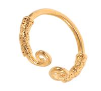 AKOOSY Adjustable Gold Plated Wukong Engraved Cuff Ring with Embossed Clouds Narrow Open Band Finger Jewelry for Couples Retro Chinese Mythology Design Comfortable Fit