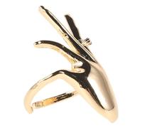 AKOOSY Adjustable Open Design Palm Shaped Copper Ring with Zirconia for Women Vintage Stackable Metal Accessory Index Finger Band for Stylish Teen and Adults