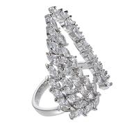 AKOOSY Adjustable Open Ring for Women Angel Wing Design Full Rhinestone Cubic Zirconia Finger Jewelry Fashion Accessory for Teen and Shining Elegance Gift