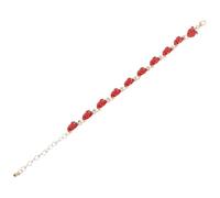 AKOOSY Adjustable Strawberry Fruit Charm Bracelet for Girlfriend Durable Metal Hand Chain Jewelry with Cute Mini Strawberry Design Chic Holiday Accessory for Women