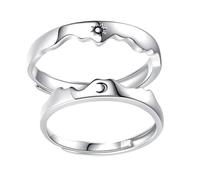 AKOOSY Adjustable Sun Moon Open Band Ring for Couples Engraved Celestial Jewelry Gift Unisex Fit Elegant Statement Love Symbol