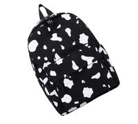 AKOOSY Adorable Cow Print Canvas Backpack with Straps for Students Spacious Schoolbag with Zipper and Comfortable Design Versatile Outdoor Rucksack for Shopping