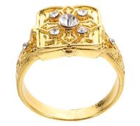 AKOOSY Antique Carved Flip-top Ring with Micro-paved Rhinestones Tarnish-resistant Bold Engraved Band for Men and Women Vintage Wedding Jewelry for All Occasions
