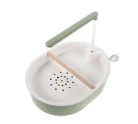 AKOOSY Automatic Parrot Bird Bathtub with Rain-like Shower and Circulating Water Pump, Plastic and Wood Construction, 5w Power, Double Row Shower System for Indoor Use with Conures