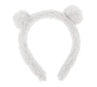 AKOOSY Bear Ears Plush Headband Cartoon Animal Hairband Bowknot, Soft White Fuzzy Hair Hoop for Face Washing and Skincare, Cute Makeup Hair Accessory for Women and Girls