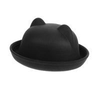 AKOOSY Black Top Hat with Cat Ears Soft Polyester Dress Up Cap for Halloween Costume Playful Kawaii Accessory for Boys and Suitable for Travel and Holiday Events