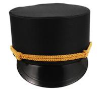 AKOOSY Black Train Engineer Conductor Hat with Detailed Stitching Classic Retro Design and Secure Practical Wear for Men and Adults for Train Engineer Dress up Outfits and Home Decor