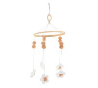 AKOOSY Boho Crib Mobile Felt Flower and Felt Balls, Wooden Nursery Hanging Decor for Children's Rooms, Creates A Warm and Cozy Atmosphere, Safe Materials, for Baby Girl's Bassinet Or