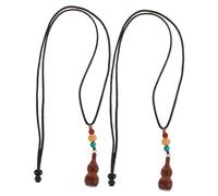 AKOOSY Boho Gourd Pendant Necklace for Women 2pc Set, Long Blood Sandalwood Sweater Chain with Openable Calabash Locket, Ethnic Wood Bead Necklace for Travel and Daily Wear