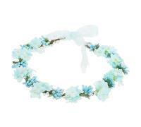 AKOOSY Boho Wedding Flower Crown Bridal Floral Headband Lightweight Ribbon Tie Hairpiece for Beach Garden Ceremony and Studio Photography