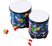 AKOOSY Bongo Drum with Drumstick Wooden Percussion Instrument for Beginners Music Practice Sea World Pattern Hand Drum Suitable for Adults