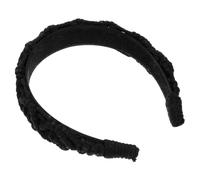 AKOOSY Braided Wide Headband for Women Cotton Rope Woven Decorative Hairband Soft Flexible Face Washing Hair Accessory Classic Black Stylish Headband for Casual and Formal Wear