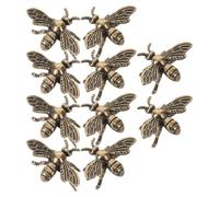 AKOOSY Brass Bee Figurine 10Pcs Set with Realistic Design and Artisan Craftsmanship, Bee Shaped Desktop Center Ornament for Home Office Decor