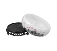 AKOOSY Ceramic Water Lily Bowl with Plastic Base Multifunctional Succulent Pot and Hydroponic Planter for Indoor Plants Elegant Daffodil Bonsai Container for Home Garden Decor