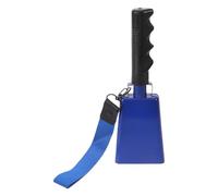 AKOOSY Cheering Cowbells for Sports Metal Noise Maker with Handle - Hands-free Design Bell for Football Games and Outdoor Use, Fabric Wrist Strap, Loud Volume (Blue