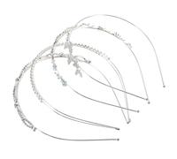 AKOOSY Comfortable Alloy Hair Accessories Silver Rhinestone Headbands Double-layer Design 4pcs for Bride Wedding for Formal Events and Birthdays