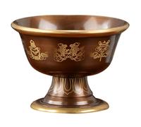 AKOOSY Copper Water Cup for Buddhist Offerings, Retro Coffee Finish | Compact Altar Setup, Fine Polishing and Smooth Edges, for Desks, Meditation Practice and Sacred Ambience