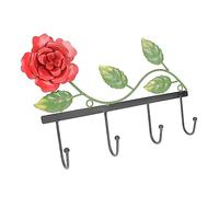 AKOOSY Creative Iron Rose Hooks Wall Mounted Coat and Hat Organizer Sundries Hanging Rack with Elegant Red Floral Design for Home Bedroom Balcony Practical Decorative Hook