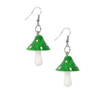 AKOOSY Creative Mushroom Shaped Earrings for Women Unique Fashion Jewelry Stylish Simulated Green Ear Pendants for Casual and Formal Wear