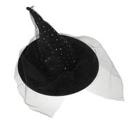 AKOOSY Curved Pointed Mesh Wizard Hat for Adults Breathable Steampunk Cosplay Headwear with Large Brim Unisex Witch Party Costume Accessory for Halloween Festivals and Dress-up Events