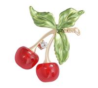 AKOOSY Cute Cherry Enamel Brooch Pin for Women Sturdy Alloy Fruit Lapel Pin with Rhinestone Lightweight Fashion Accessory for Shirts Sweaters Secure Fit Stylish Collar Badge