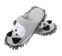 AKOOSY Cute Dog Chenille Floor Mop Slippers Detachable Sole Washable Mopping Shoes for Dust Hair Cleaning Medium Fits Soft Non-slip House Slippers for Tile Floors