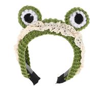 AKOOSY Cute Frog Eye Crochet Headband for Women Soft Yarn Knitted Hairband for Face Washing and Spa Non Slip Hair Hoop Accessory for Daily Beauty Routine and Cosplay