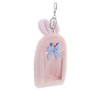 AKOOSY Cute Plush Rabbit Photocard Holder Keychain with Soft Plush and Plastic Material, Portable Card Holder for Bank Cards and Id, for Work and Travel Use