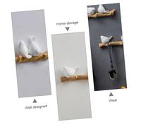 AKOOSY Decorative Resin Bird Wall Hook White Cartoon Bird Shape Coat and Hat Hangers for Home Storage Space-Saving Rural Wall Ornament Sturdy Wear-Resistant Branch Hooks for Office Cafe